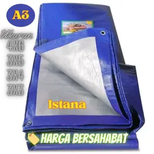 Terpal Top Quality A3 Ukuran 4x4 4x5 4x6 Meter Murah Ekonomis Tali Camping - Outdoor tenda Kursi terpal jemur padi Plastic Thick kain Hujan