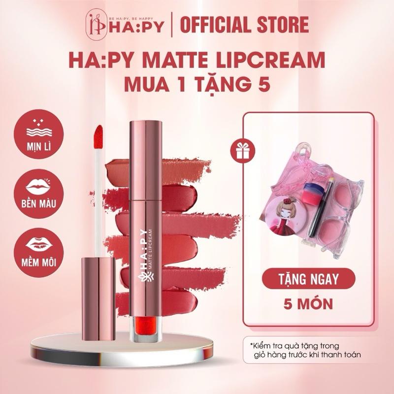    Mua 1 tặng 5   NS Son Kem Lì Ha:Py Matte LipCream Trang Điểm Son Môi .Khối Lượng 3,5g tặng kèm cọ tán son +kính +kẹp+gương. 