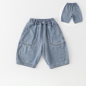 SCBEBE韓式オーバーサイズジーンズ ストレートフィット ライトブルー カジュアルデザイン 3歳〜12歳 CK122