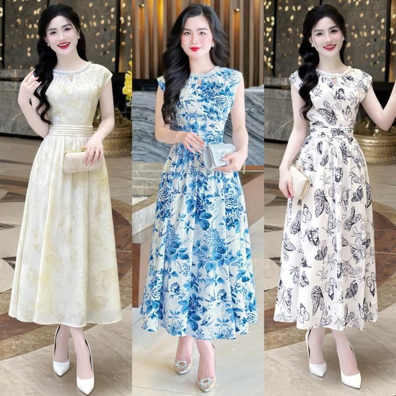   MIỄN SHIP  BST MDU4358 Váy Lụa Mango Hàn 2 Lớp - Gam Màu Be Kết Hợp Cùng Cổ Váy Cách Điệu Dành Cho Nữ Women Dress đầm trắng 