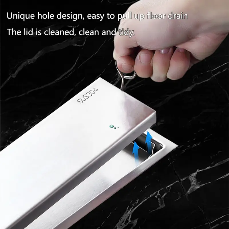Smart Floor Drain Stainless 304 30CM 60CM Filter Samping Got Tile Insert Anti Banjir dan Serangga Emas Hitam 3