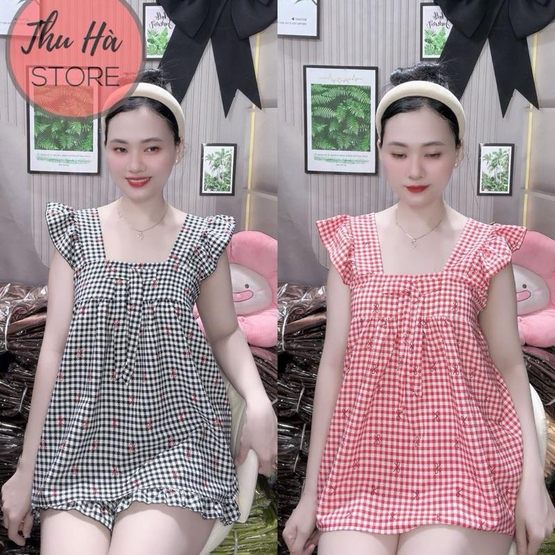 (40-75kg)Bộ lụa cánh tiên có nơ ở giữa,quần có túi bo chun phía sau phối viền bèo