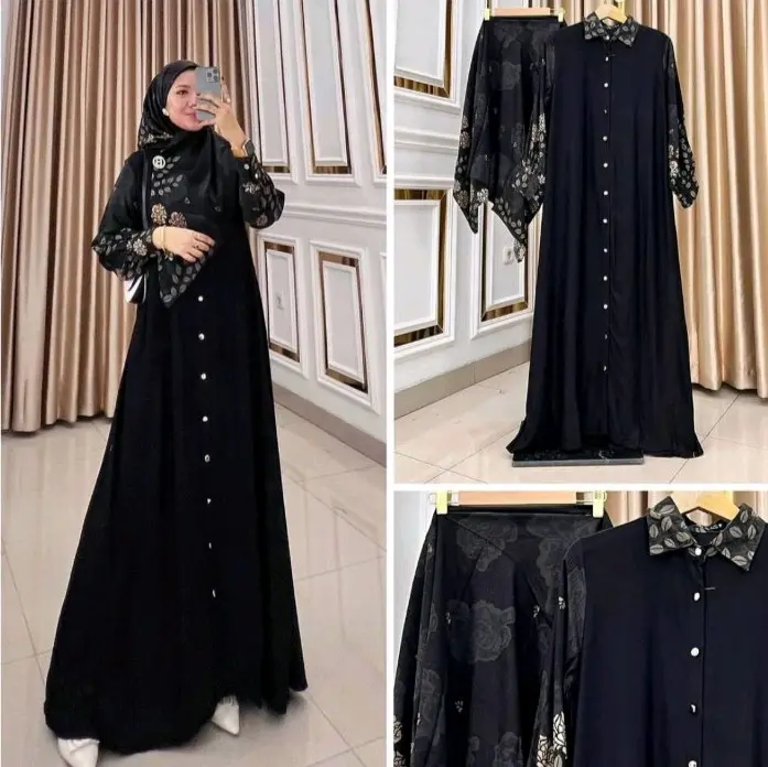 Ready Gamis viral set hijab rayon premium dress lebaran 2025 2