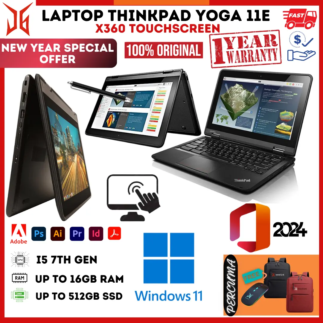 Laptop ThinkPad Yoga 11e, 2-in-1 Laptop - Intel i5, Up To, 16GB RAM, SSD, 11.6” Touchscreen"