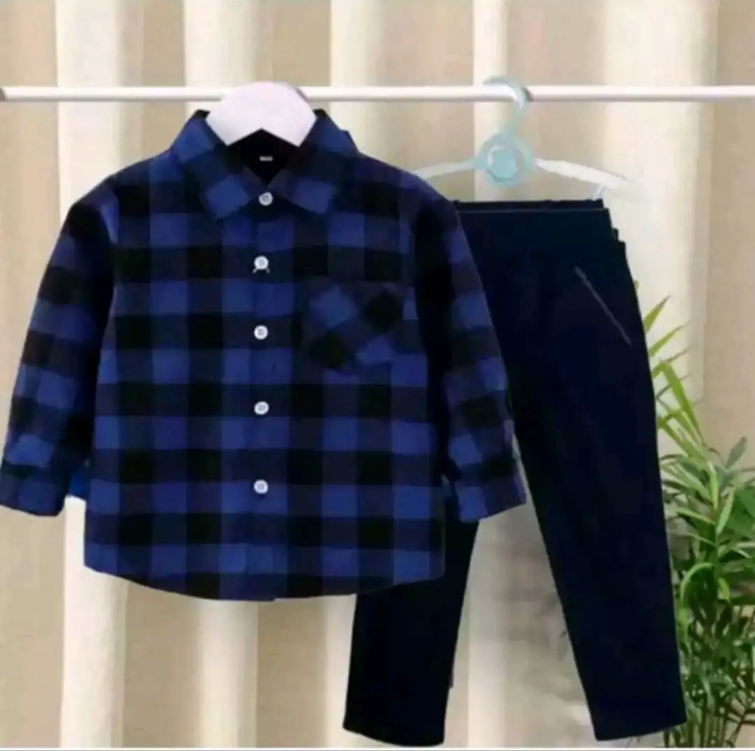 Setelan Kemeja Kotak kotak Anak Laki laki Onset kemeja Flanel Dan Celana Chinos Panjang bahan katun