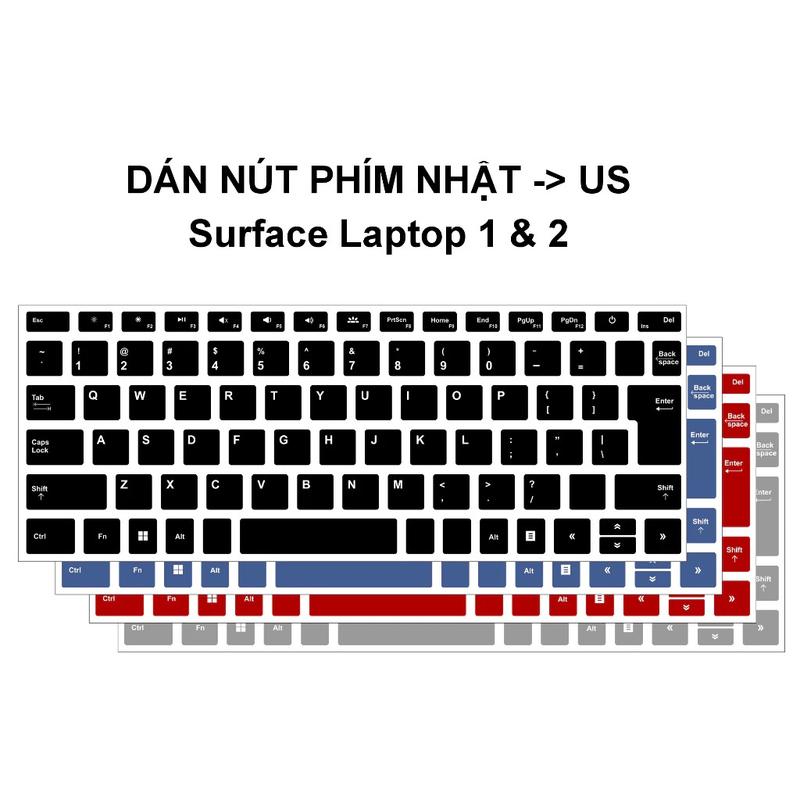 Miếng dán nút phím Nhật -> US dành cho bàn phím Surface Laptop 1 & 2 Nhật -> US Nhật đã cắt sẵn