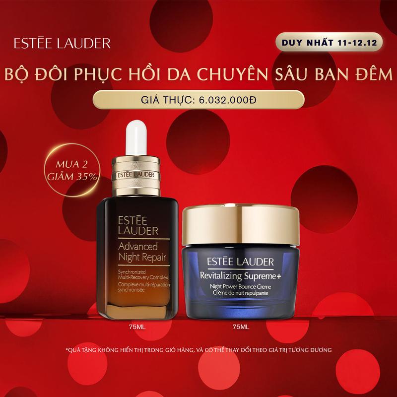  Combo Tinh chất  Serum  phục hồi chống lão hóa Estee Lauder Advanced Night Repair Synchronized Multi-Recovery 75ml và Kem dưỡng ẩm collagen phục hồi ban đêm Estee Lauder Revitalizing Supreme+ Night Power Bounce Creme 75ml 