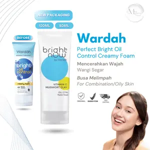 Creator Pick's] NEW PACKAGING BEST SELLER WARDAH Perfect Bright Creamy Foam Bright + Oil Control 50ml 100ml - Facial Wash Untuk Kulit Berminyak Mengontrol Produksi Minyak Hingga 12 Jam Face Wash Cleanser Pembersih Wajah Sabun Muka Brightening