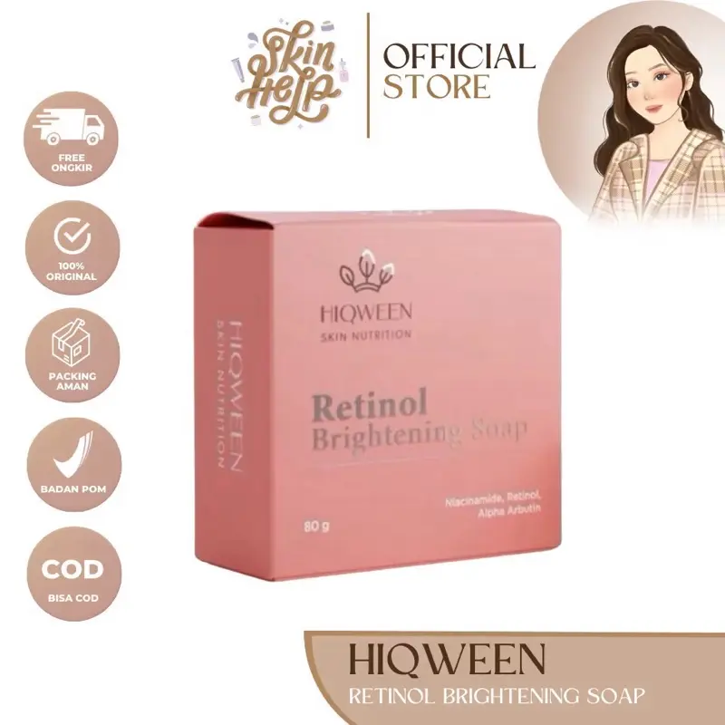 Hiqween - Retinol Brigthening Soap | Facial Wash Sabun Cuci Muka Pemutih Penghilang Flek Hitam