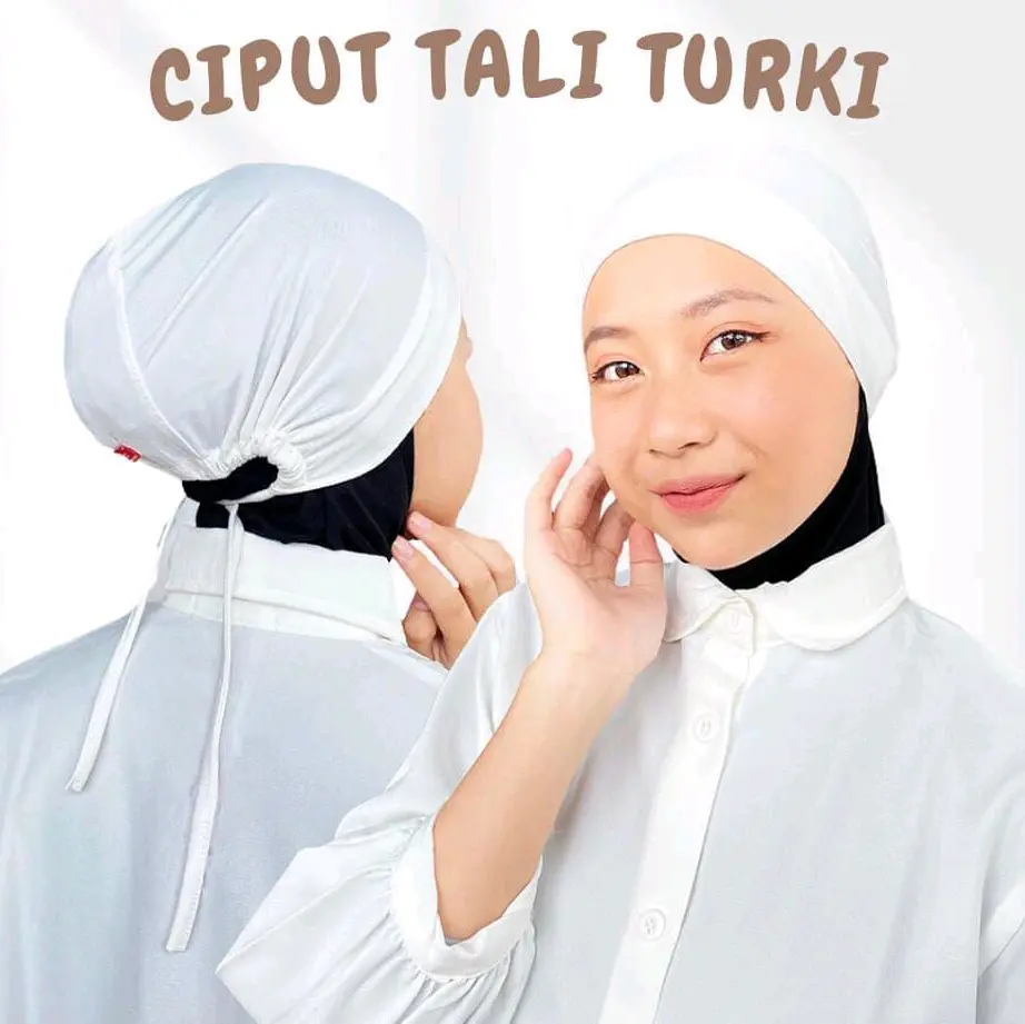 Ciput Tali Turki Jersey - Lingkar Kepala 42cm, Karet Belakang 17cm - Wanita, Jilbab