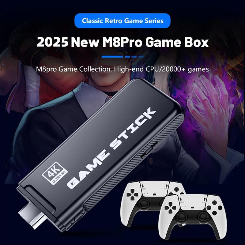 [SG Stock] 4K HD Video Game Console 64G Built-in 20000 +Games Retro handheld Game Stick Wireless Controller Supports MAME/FC/GB/MD/SFC/PS1 Game Kids Gift 1