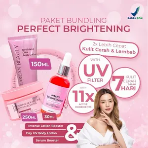 Clearean Beauty Paket Bundling Perfect Brightening isi 3 Day Lotion 150ML HB Dosting 250ML & Body Serum 30ML dengan UV Filter dan 11x Bahan Aktif untuk Kulit Cerah Lemabuh