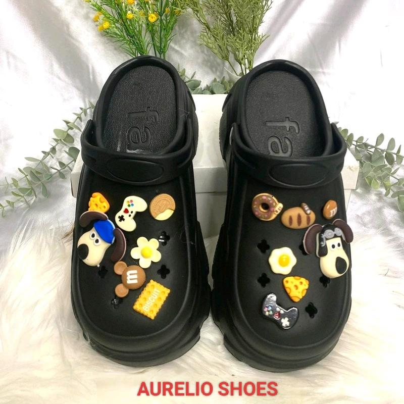 [AURELIO] - Sandal Lebaran 2024 Model baru Jibbitz Dog Variasi Donat Tinggi 7 Cm Karet limitless sandal Wanita 6