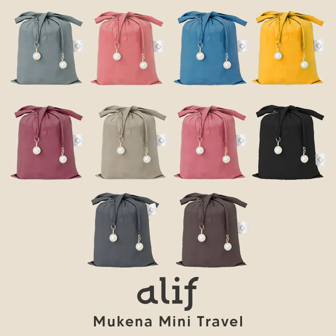 Free Pouch & Free Sajadah Muka Alif New Colorway Drop II Collection Mukena Mini Pouch Parasut Premium Korea Travel Dewasa