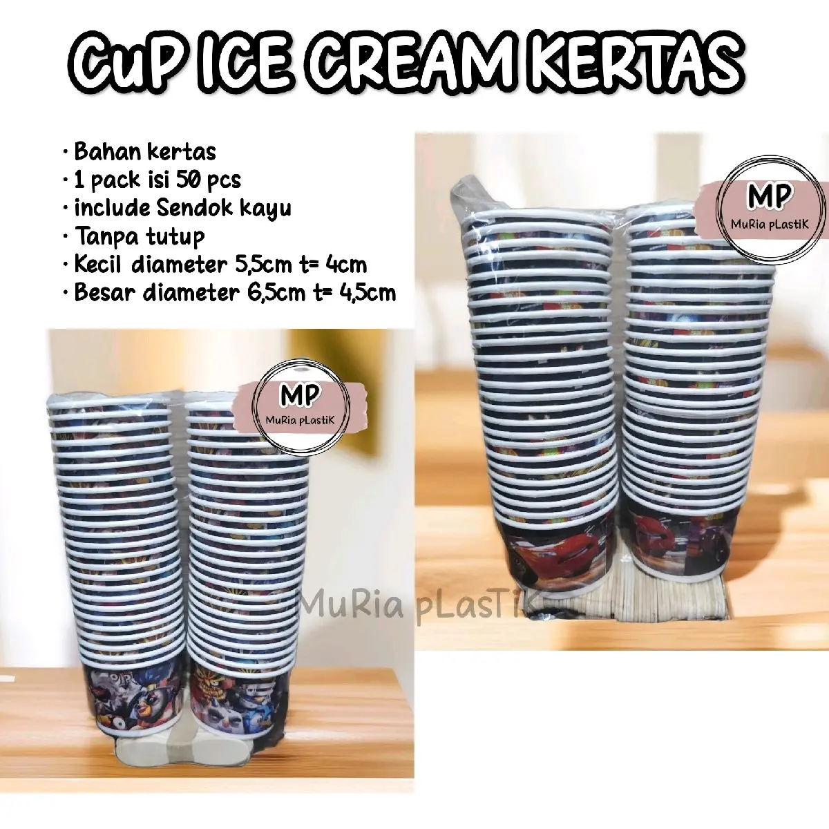 Cup ice cream kertas+sendok