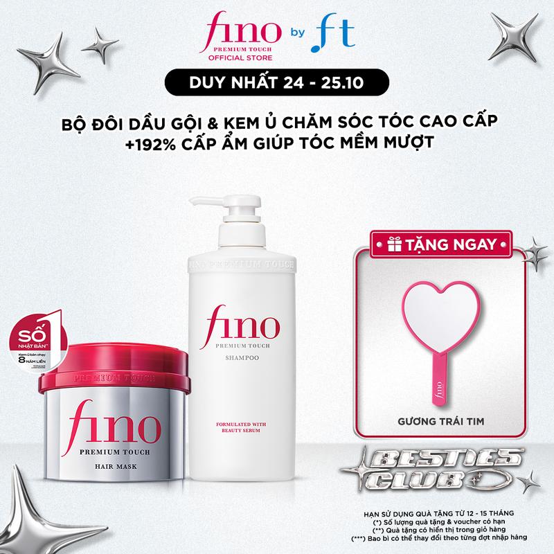 Bộ đôi Dầu gội chăm sóc tóc cao cấp FINO PREMIUM TOUCH SHAMPOO 550ML & Kem ủ tóc cao cấp FINO PREMIUM TOUCH B 230G
