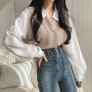 Product Introduction of Uniqueestore BJ1567 Baju Atasan Lengan Panjang Kemeja Rajut Blouse Rib Knitwear Wanita Korean Vintage Style Cod Top Casual Cewek knit Basic 1