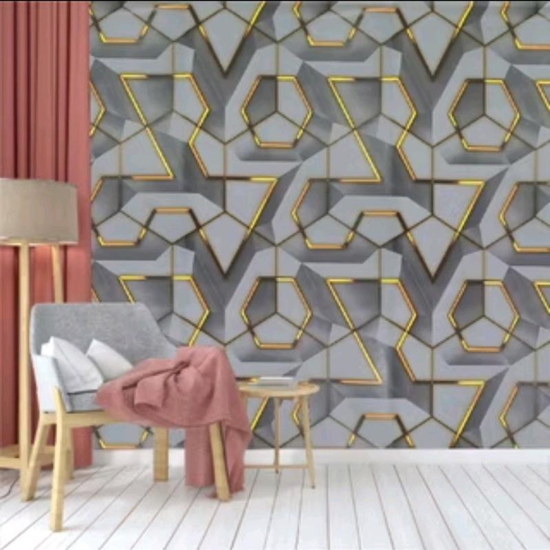 Promo Harga Peket 5 Roll Wallpaper Sticker Dinding Geometris 3D Kristal Dekorasi Dinding Ruang Karaoke Kafe Ruang Live Studio Kertas Pvc 1