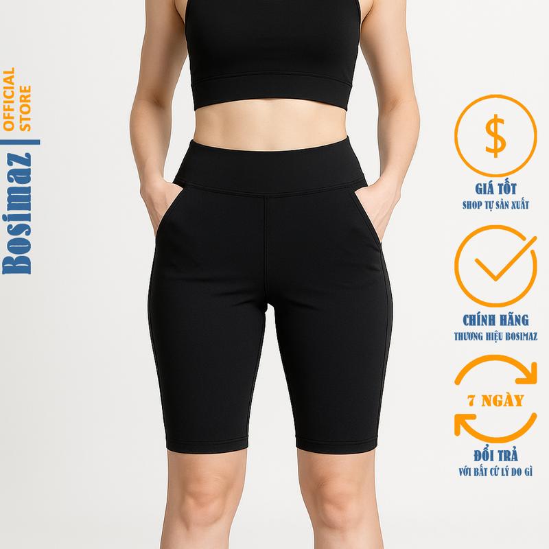 Quần Legging Nữ Bosimaz MS321 ngắn túi trước cao cấp, thun co giãn 4 chiều, vải đẹp dày, thoáng mát.