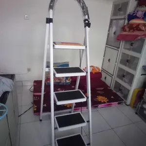 Homedoki Tangga Rumah Lipat Tangga Besi Lipat 3/4 Step Household Steel Ladder/ Tangga Lipat Aluminium 4 Step Premium Ladder