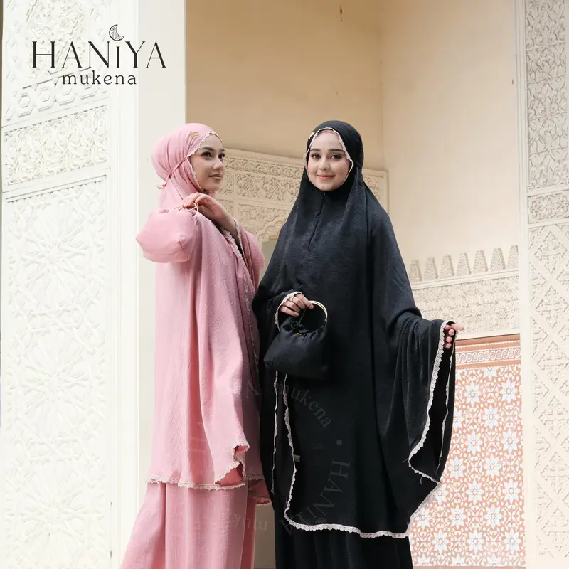 Haniya Mukena - Shafiy Series 2in1 Traveling Santorini Silk Adem Lembut Seserahan Jumbo Dewasa 3
