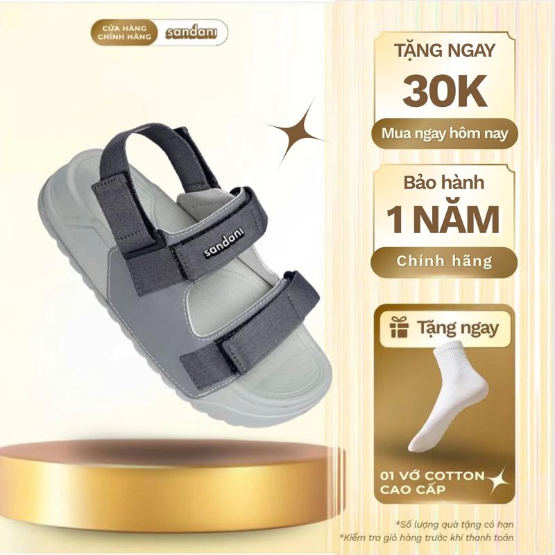  SANDANI Giày Sandal Nữ Quai Ngang Màu Ghi - Đế Êm Chống Trơn - Siêu Bền - BẢO HÀNH 1 NĂM 
