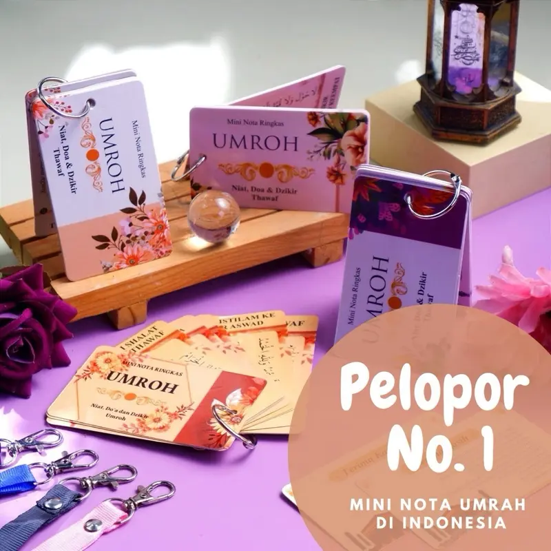 Kartu Doa Umroh Mini Nota | Lanyard | Flashcard: Panduan Do'a, Niat, dan Dzikir selama Ibadah Umrah Bonus Tali Kalung