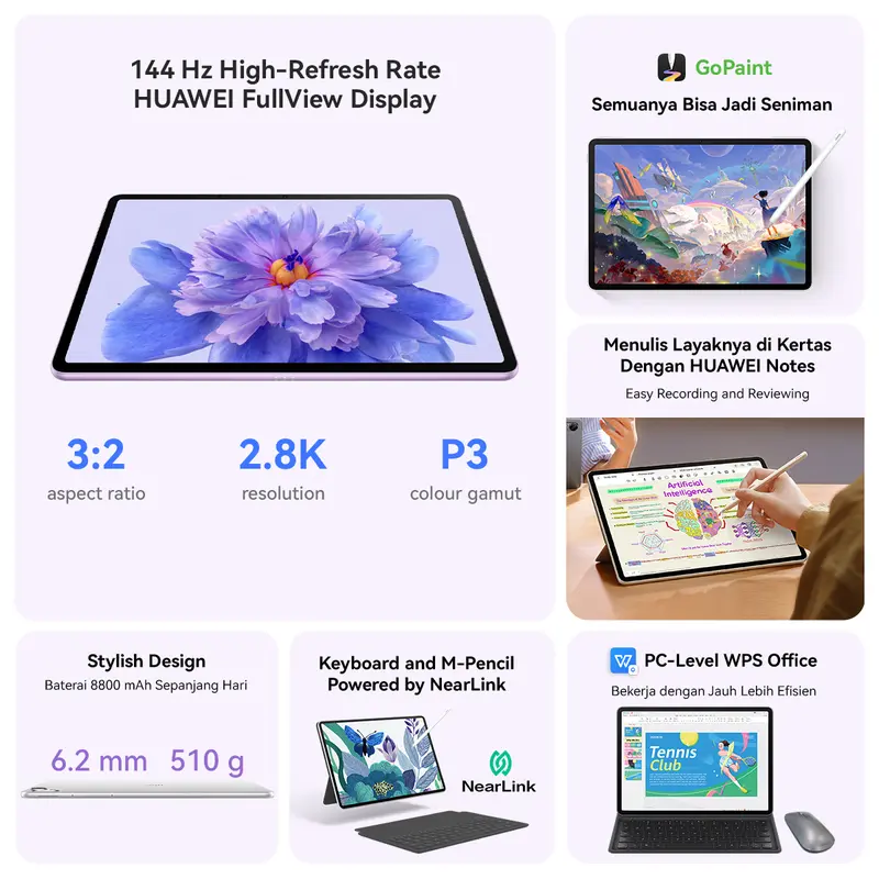[FREE PEN + KEYBOARD] HUAWEI MatePad 11.5"S Standard Edition Tablet [8+256GB] | NearLink Accessories | GoPaint | PC Level WPS 3
