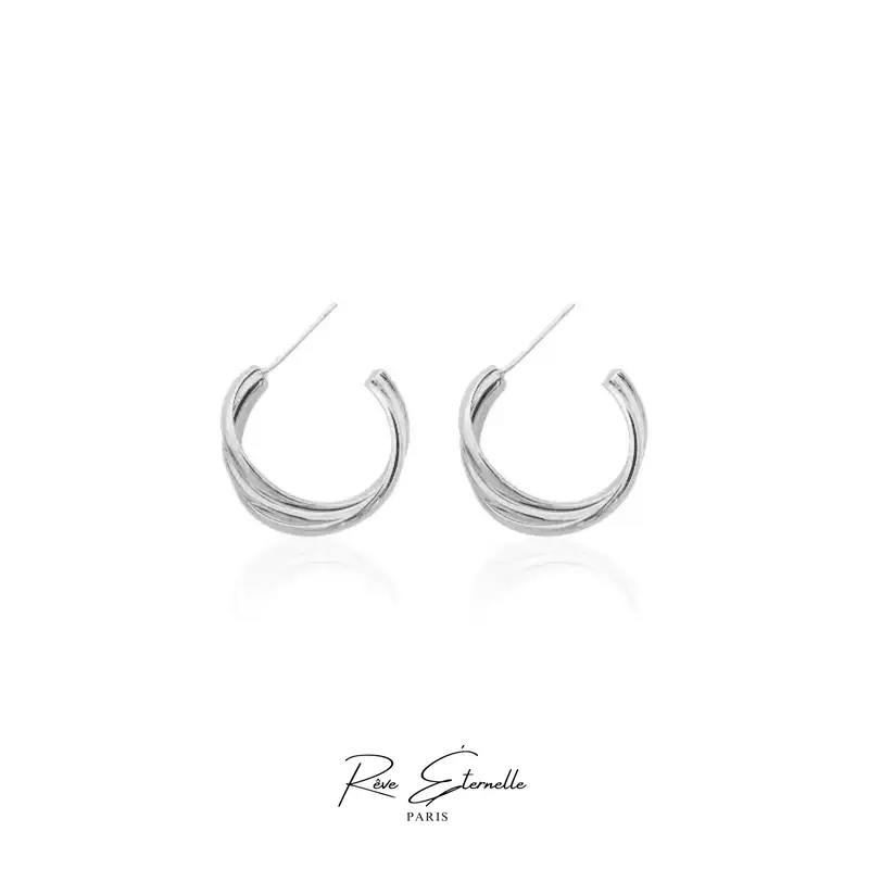 Reve Eternelle - Anting Wanita Perempuan Korea Model Twist Bentuk C Cantik Elegan Anggun Earrings Korean Style 0