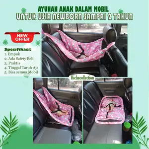 Ayunan Bayi di dalam Mobil Double SafetyBelt Bonus Tas Penyimpanan untuk Newborn sampai 1 tahun