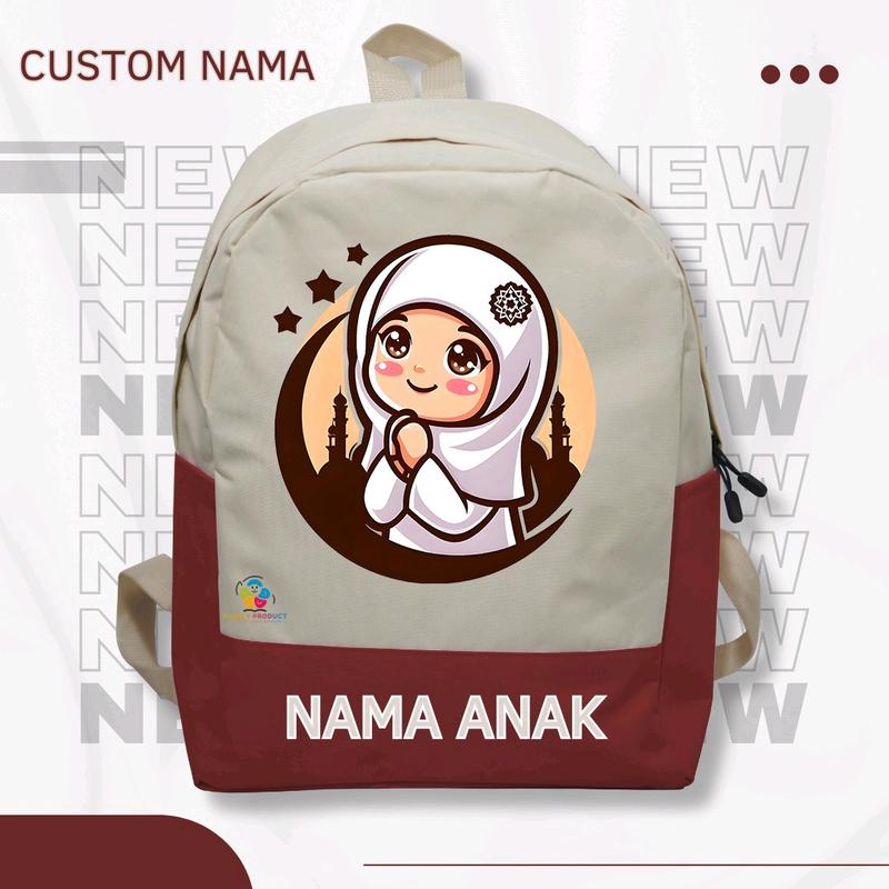 Tas Ransel Backpack Anak karakter Islamiyah -anak Ngaji Sekolah TK SD Termurah (Free Nama) 1