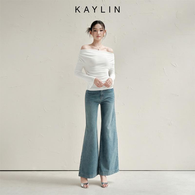 Quần jean Nữ KAYLIN form suông ống loe chất vải denim dày dặn phong cách KAYLIN - N2002 Denim Women Pants