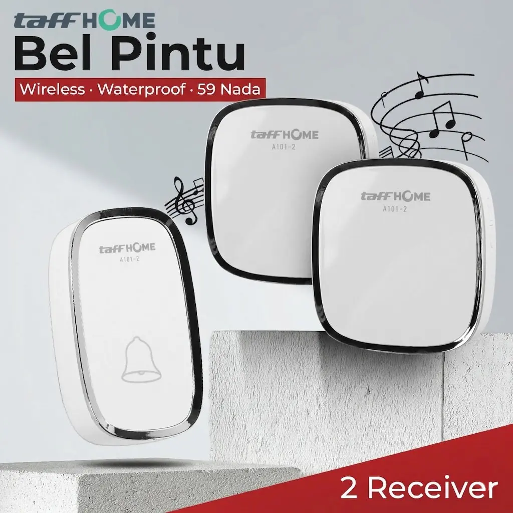 Bel Pintu Rumah Wireless Doorbells Waterproof 59 Nada 2 PCS Receiver - A101/A101-2 - White