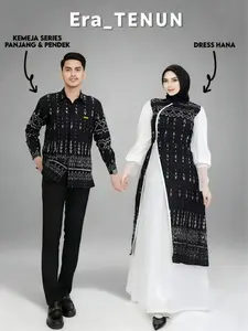 BAJU TENUN COUPLE HANA SNOWY X KEMEJA PRIA DRESS KONDANGAN BAJU COUPLE LEBARAN COUPLE