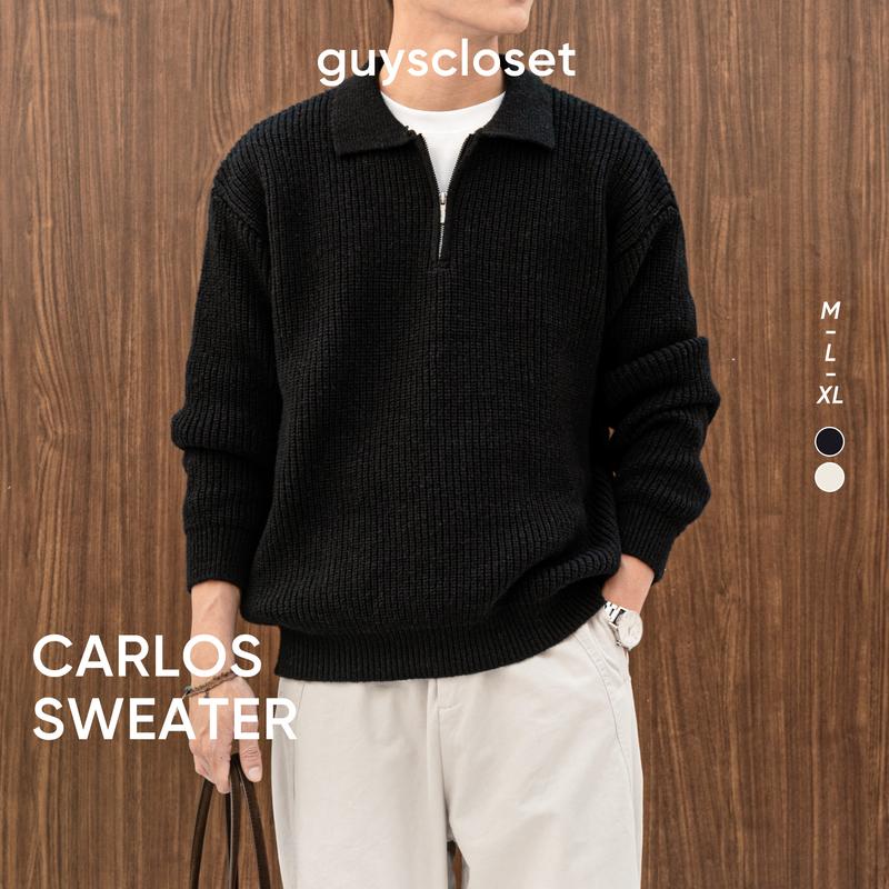 Áo Len Nam Cổ Bẻ Khoá Kéo GUY's Closet Carlos Zipper Sweater - Chất Len Lông Cừu Dày Dặn Mềm Mại