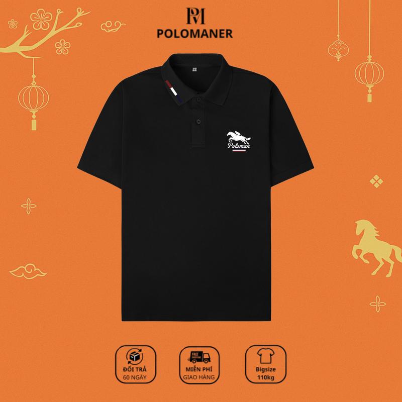  Áo Thun Polo Nam Nữ Poloman 03 Chất Vải Cao Cấp Tay Ngắn Phong Cách Trẻ Trung Thanh Lịch Có BigSize Trên 90kg - Poloman 03 