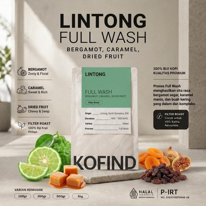 Gambar Kopi Arabika Lintong Sumatera Full Wash 200gr Filter Roast Biji Kopi Specialty Grade V60 Manual Brew Bergamot Karamel dari KOFIND Coffee co. Kota Surabaya Tokopedia