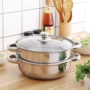 PANCI KUKUS 2 TINGKAT 28CM STEAMER STAINLESS STELL panci  masak Kitchenware