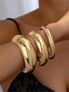 Conjunto de Brazaletes Anchos de Metal Vintage Elegante, 3 Piezas de Bisutería para Mujer, Perfecto para Fiestas, Regalos, Uso Diario y Viajes