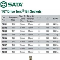 Gambar BIT SOK BINTANG 24102 - 1/2” DR. BIT TORX T25 SOCKET 50MM SATA dari SATA OS Kota Administrasi Jakarta Utara 2 Tokopedia