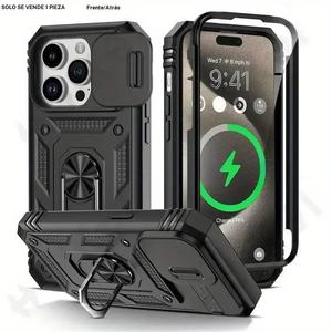 Funda para Teléfono con Cubierta Deslizante para Cámara, Carcasa Blindada Giratoria de 360 Grados, Funda Protectora Antigolpes, Accesorios para Teléfono para iPhone 16 15 14 13 12 11 Pro XS Max XR Plus, Casing