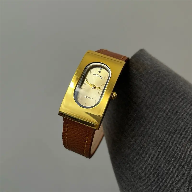 [FREE GELANG] POMER Jam Tangan Wanita Casual High-End  Leather Belt Retro Square Luxury Mewah Jam Korea Aesthetic 2