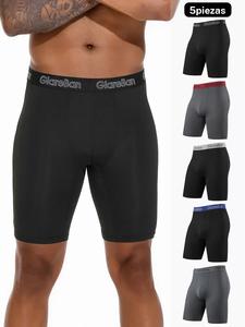 5 piezas de Boxers deportivos de pierna larga para hombre, ropa interior de marca de secado rápido, de alta calidad, suaves y cómodos calzoncillos para hombre, hombre cómodo Boxershorts Slips Briefs Panties