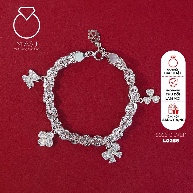  L0256 - Lắc tay nữ lắc xoắn charm bạc Ý S925 cao cấp | MiASJ Mi.A Trang sức bạc 