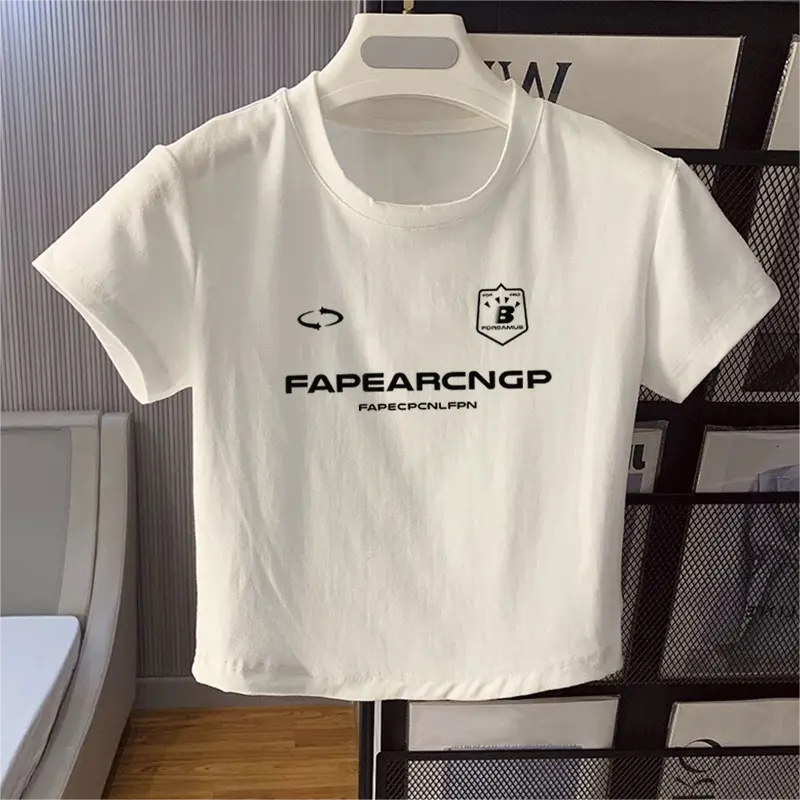 LYBH 006-147+148 Baju Pendek Wanita Tshirt Kaos Korean Style Putih Polos Wanita Tshirt Kaos Korean Style Korea Letter pattern print Baju Basic Crop Top Muda Atasan Kaos Tshirt 4