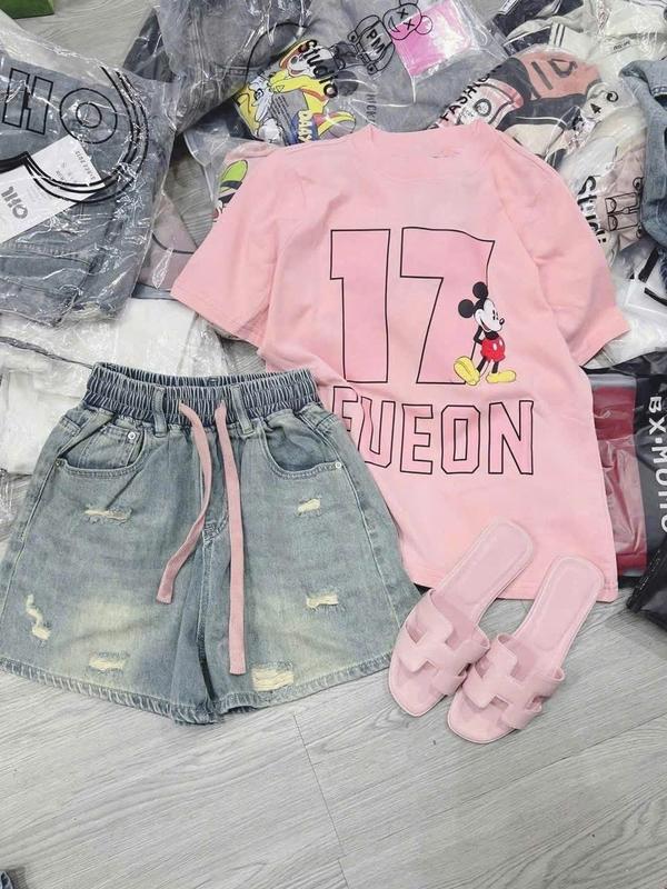 [Lumy] -Sét áo + Quần Jean cho bé Gái chất liệu thun cotton mềm đủ size 8-35kg (Jean 17)