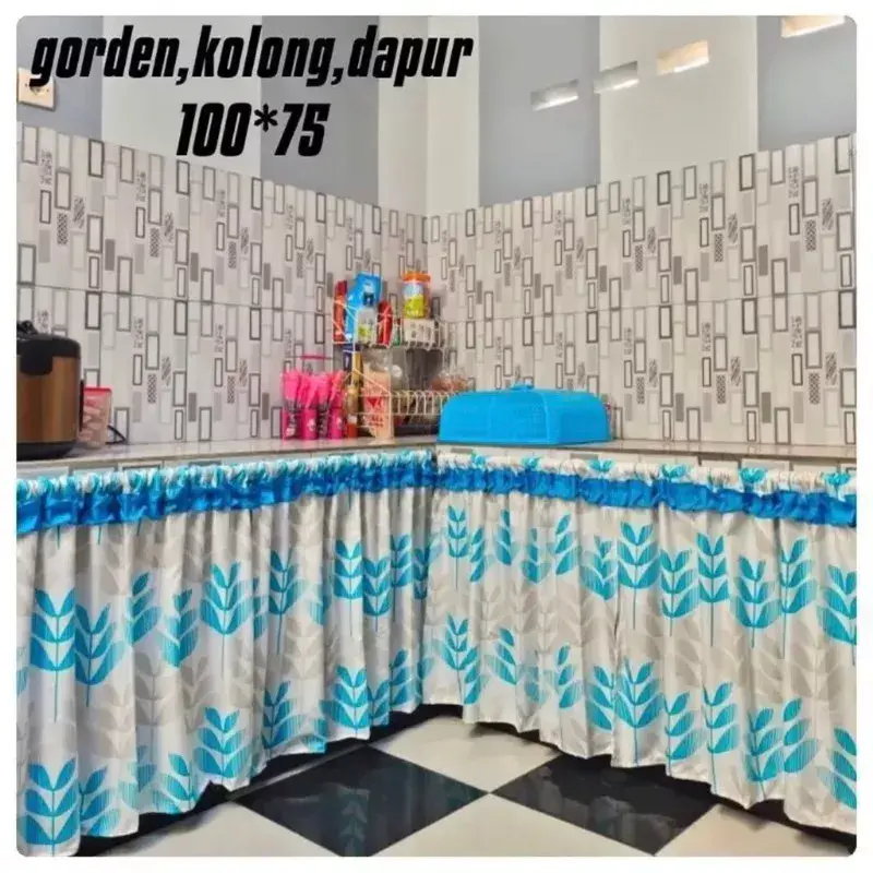 Toko Gorden Kolong - Gorden Kolong Dapur Lebar 100cm Tinggi 70cm Bonus Tali 7