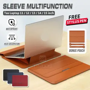 Grosir Universal Sleeve For HP Pavillion Envy Macbook Asus Dell Lenovo Infinix 13 14 15 inch 3in1 Stand Leather Pouch Casing Tas Liner Bag Laptop Acer Cover Magnet Magnetik Clutch Pelindung Kulit Sintetis Corporate Gift Gifts Merchandise Computer Stiker