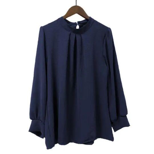 Product Introduction of Blus Wanita Crinkle Airflow Kancing Jamur Belakang Modern Ringan Sejuk Nyaman Elegan Anggun Praktis Baju Atasan Dewasa Panjang Cantik Tangan Lembut Unik 29