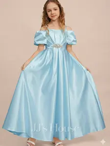 MK067 | GAUN SATIN VELVET ANAK PEREMPUAN KEKINIAN | DRESS MEWAH DAN ELEGAN | DRESS KOREAN STYLE